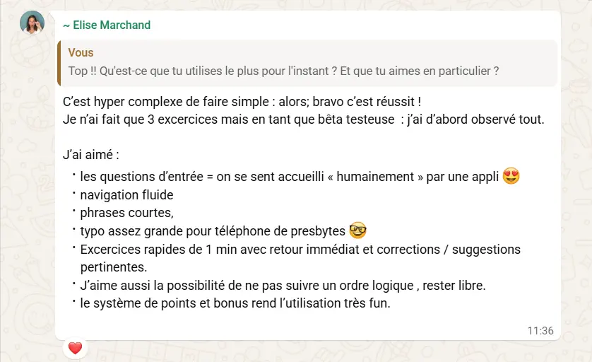 Avis client : navigation et exercices de Radiance